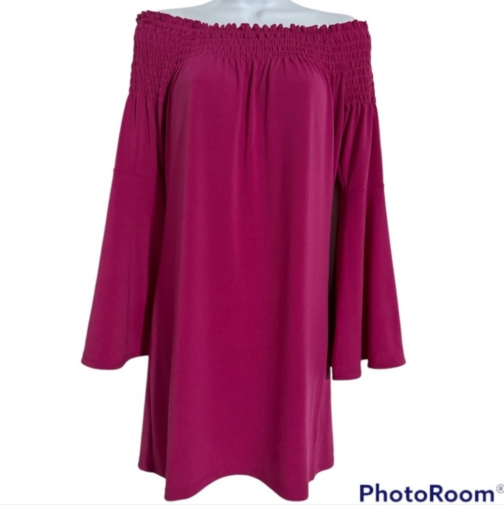 🌕 Express Women's Hot Pink Off the Shoulder Dress - Small